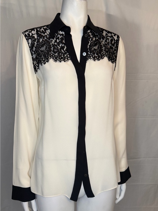 Michael Kors Tops - Michael Kors Cream Blouse with Black Lace Yoke